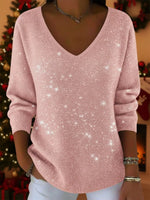 Women's Sweater V-Neck Soft Knit Relaxed Fit