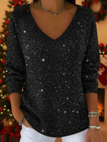 Women's Sweater V-Neck Soft Knit Relaxed Fit
