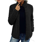 Women's Teddy Fleece Jacket Stand-Up Collar Full-Zip Pockets