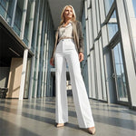 Women's Trousers High-Waisted Straight-Leg Wrinkle-Resistant Polyester