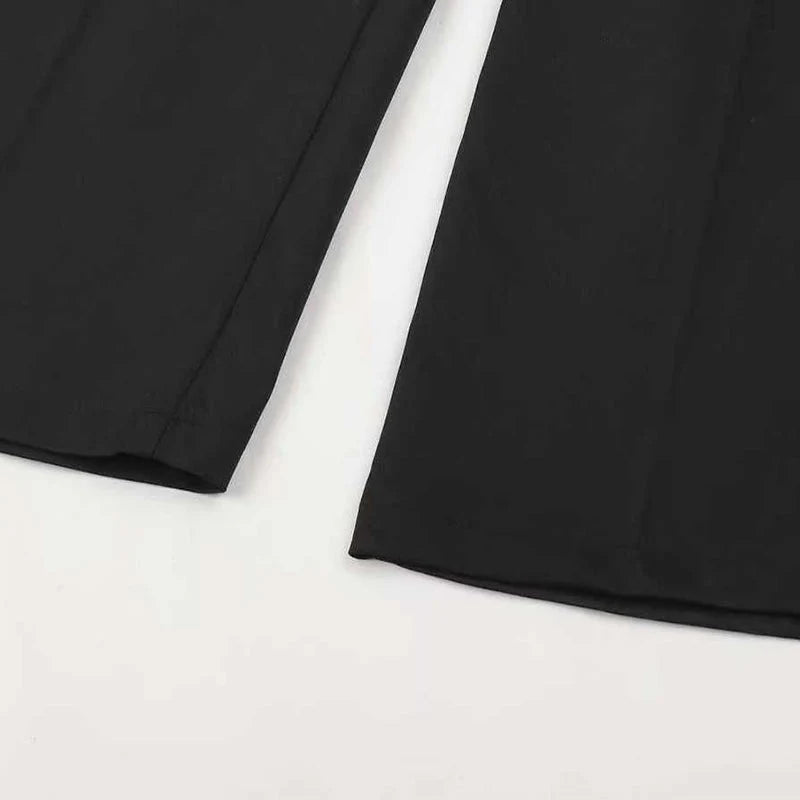 Women's Trousers High-Waisted Straight-Leg Wrinkle-Resistant Polyester