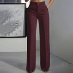 Women's Trousers High-Waisted Straight-Leg Wrinkle-Resistant Polyester