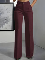 Women's Trousers High-Waisted Stretch Woven Fabric