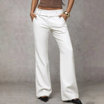 Women's Trousers High-Waisted Wide-Leg Smooth Woven Fabric