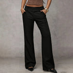 Women's Trousers High-Waisted Wide-Leg Smooth Woven Fabric