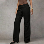 Women's Trousers High-Waisted Wide-Leg Smooth Woven Fabric