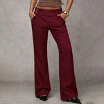 Women's Trousers High-Waisted Wide-Leg Smooth Woven Fabric