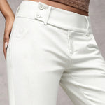 Women's Trousers High-Waisted Wide-Leg Smooth Woven Fabric