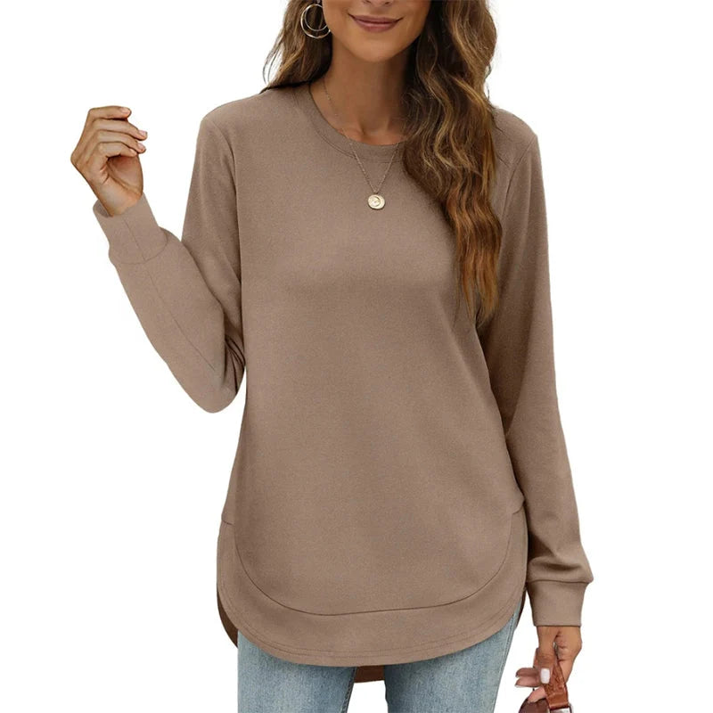 Women's Tunic Top Long Sleeve High-Low Hem Relaxed Fit