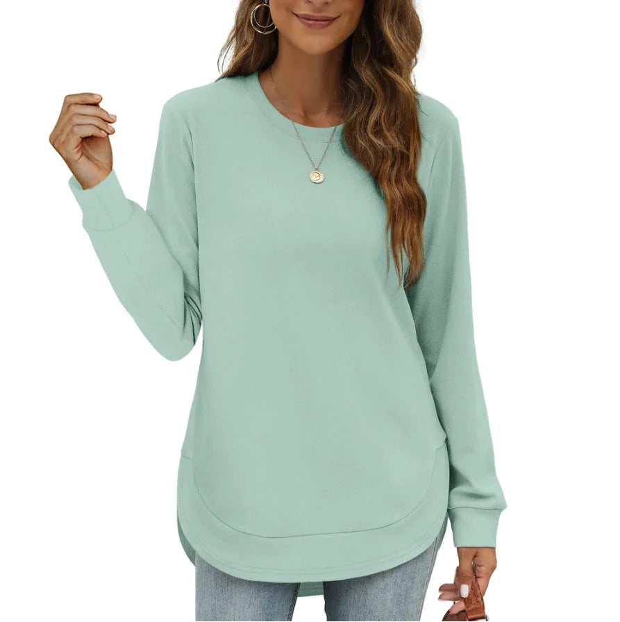 Women's Tunic Top Long Sleeve High-Low Hem Relaxed Fit