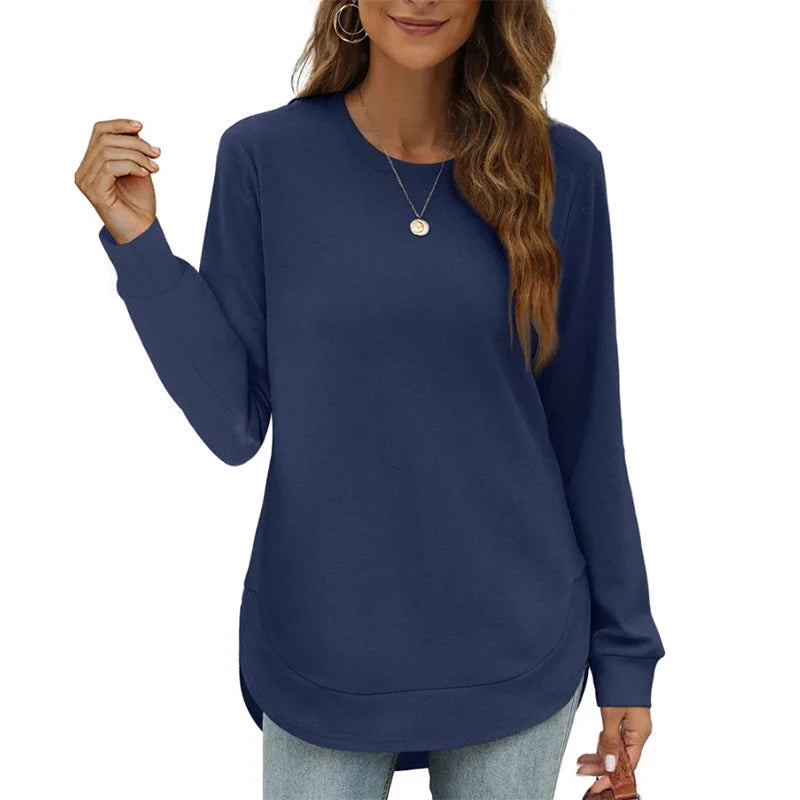 Women's Tunic Top Long Sleeve High-Low Hem Relaxed Fit
