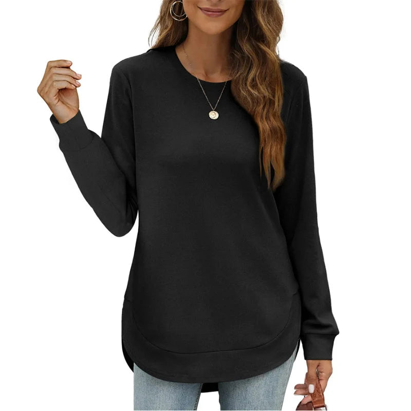Women's Tunic Top Long Sleeve High-Low Hem Relaxed Fit