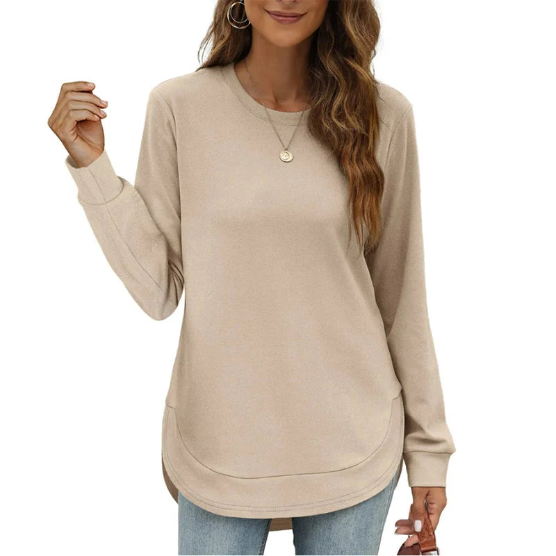 Women's Tunic Top Long Sleeve High-Low Hem Relaxed Fit