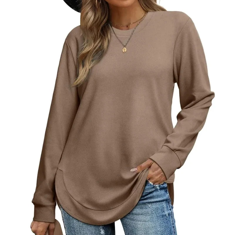 Women's Tunic Top Long Sleeve High-Low Hem Relaxed Fit