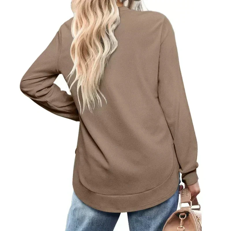 Women's Tunic Top Long Sleeve High-Low Hem Relaxed Fit
