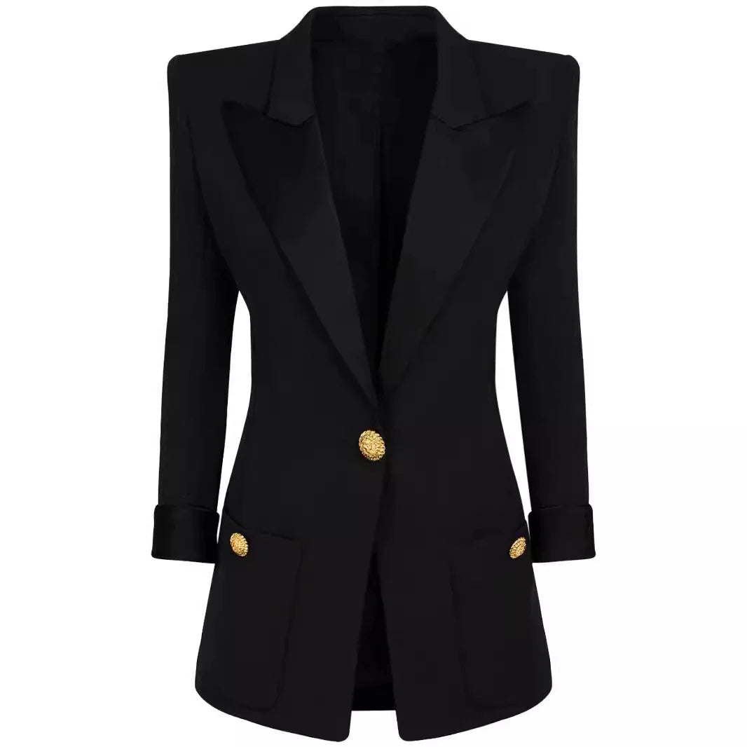 Women's Tuxedo Blazer Fitted Satin Shawl Lapel