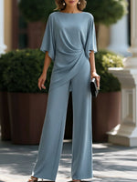 Women's Two-Piece Set Draped Waist High-Waisted Wide-Leg Pants