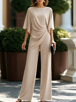 Women's Two-Piece Set Draped Waist High-Waisted Wide-Leg Pants