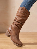 Women's Western Boots Wide-Calf Pull-On Flat Heel
