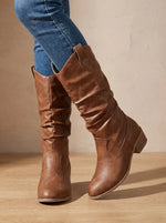 Women's Western Boots Wide-Calf Pull-On Flat Heel