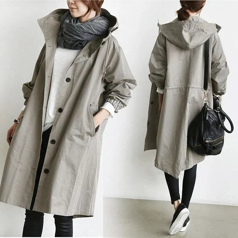 Women's Windbreaker Jacket Oversized Lightweight Water-Repellent Hooded