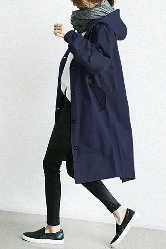 Women's Windbreaker Jacket Oversized Lightweight Water-Repellent Hooded