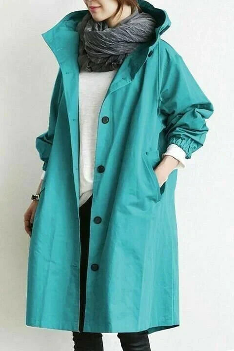 Women's Windbreaker Jacket Oversized Lightweight Water-Repellent Hooded