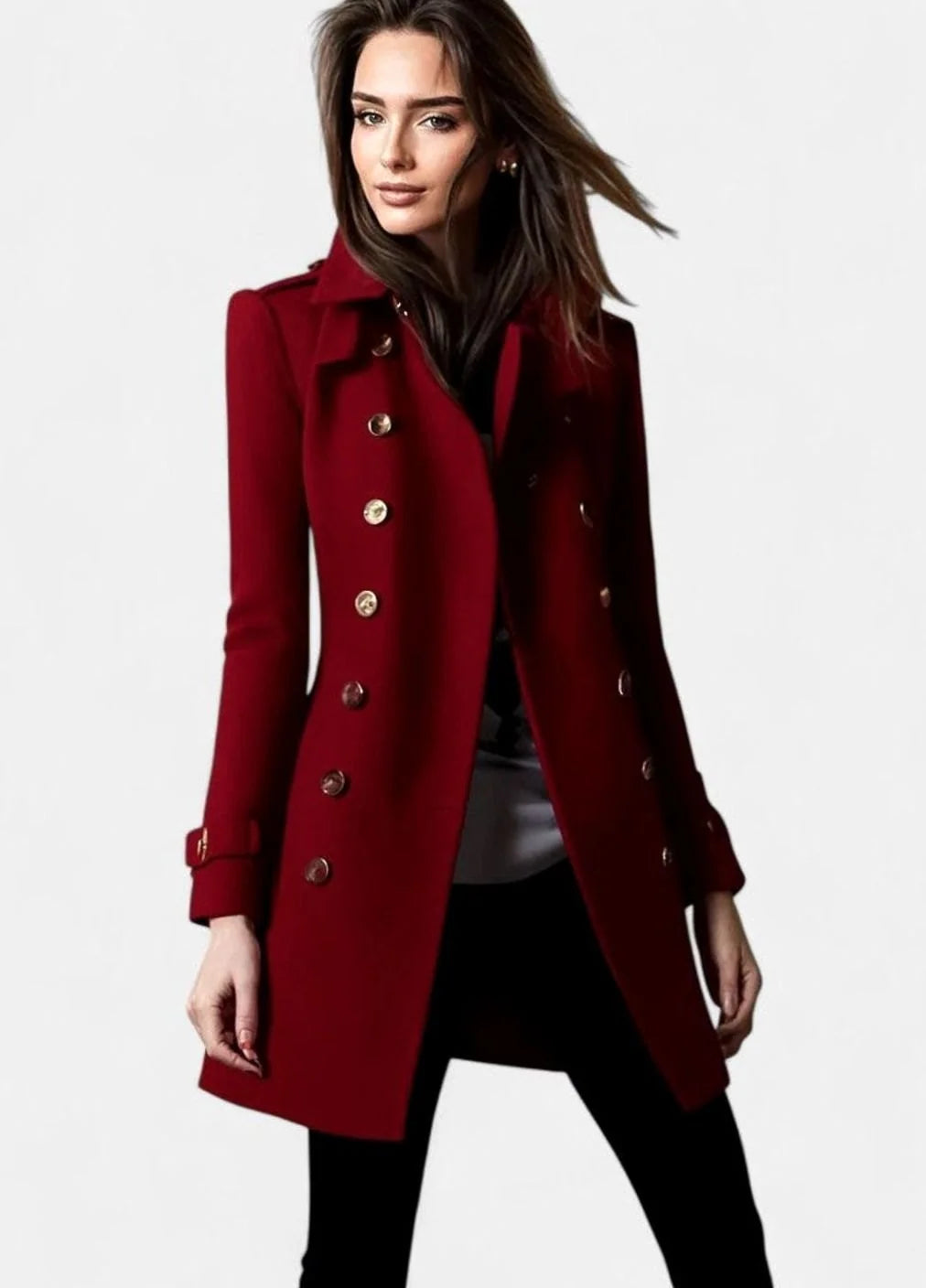 Women's Winter Coat Double-Breasted Tailored Midi
