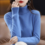 Women's Wool Jumper Lightweight Roll Neck Fitted Knit