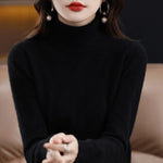Women's Wool Jumper Lightweight Roll Neck Fitted Knit