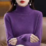 Women's Wool Jumper Lightweight Roll Neck Fitted Knit