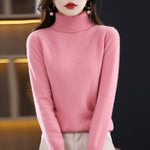 Women's Wool Jumper Lightweight Roll Neck Fitted Knit