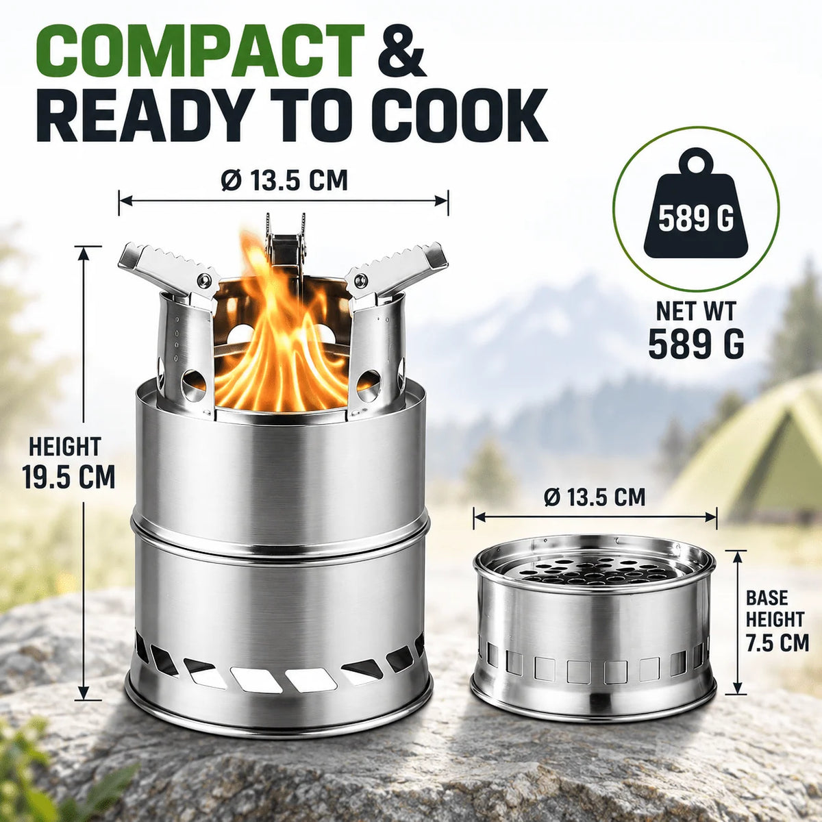 Wood Burning Stove Stainless Steel Double-Wall Combustion Nesting Design