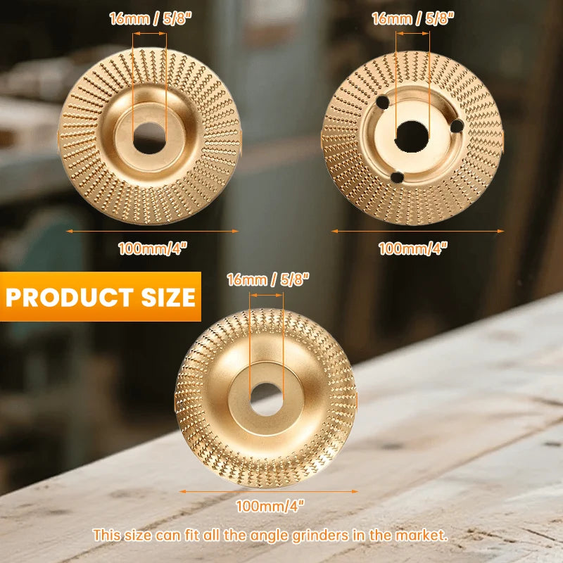 Wood Carving Disc Set Carbon Steel 3 Profiles 4-Inch