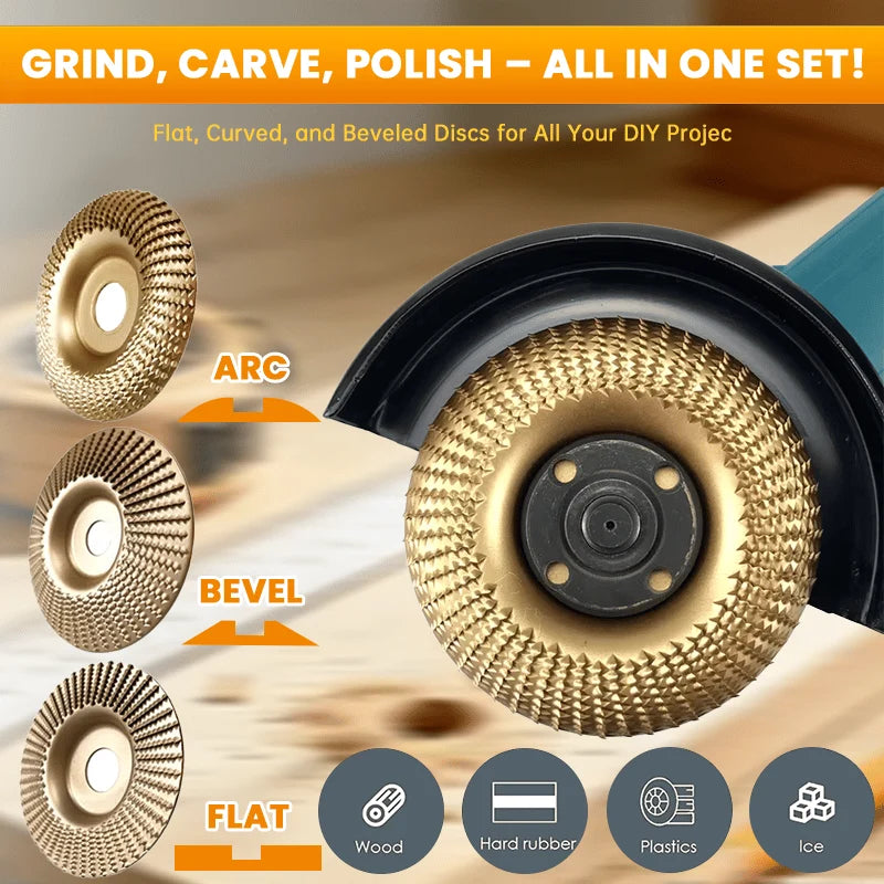 Wood Carving Disc Set Carbon Steel 3 Profiles 4-Inch