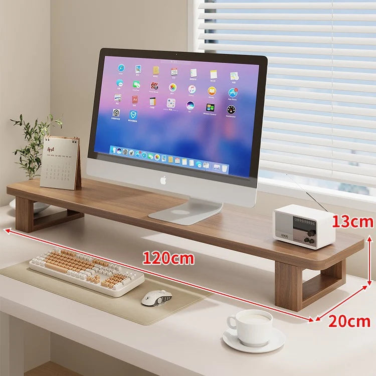 Wood Monitor Riser Under-Shelf Storage Cable Management