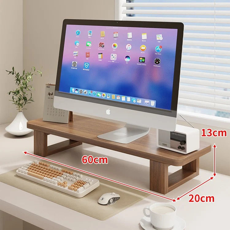 Wood Monitor Riser Under-Shelf Storage Cable Management