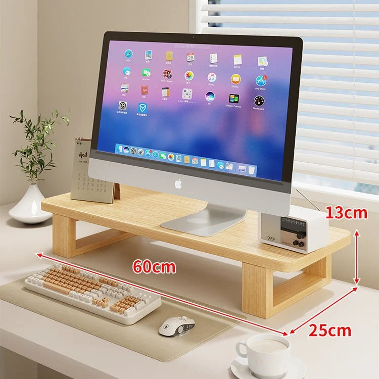 Wood Monitor Riser Under-Shelf Storage Cable Management