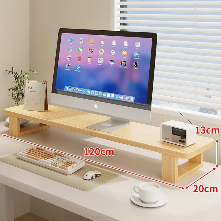 Wood Monitor Riser Under-Shelf Storage Cable Management