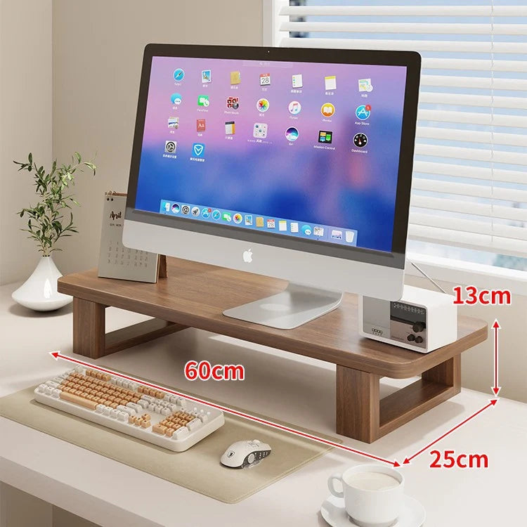 Wood Monitor Riser Under-Shelf Storage Cable Management