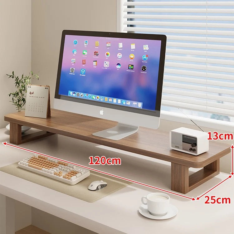 Wood Monitor Riser Under-Shelf Storage Cable Management