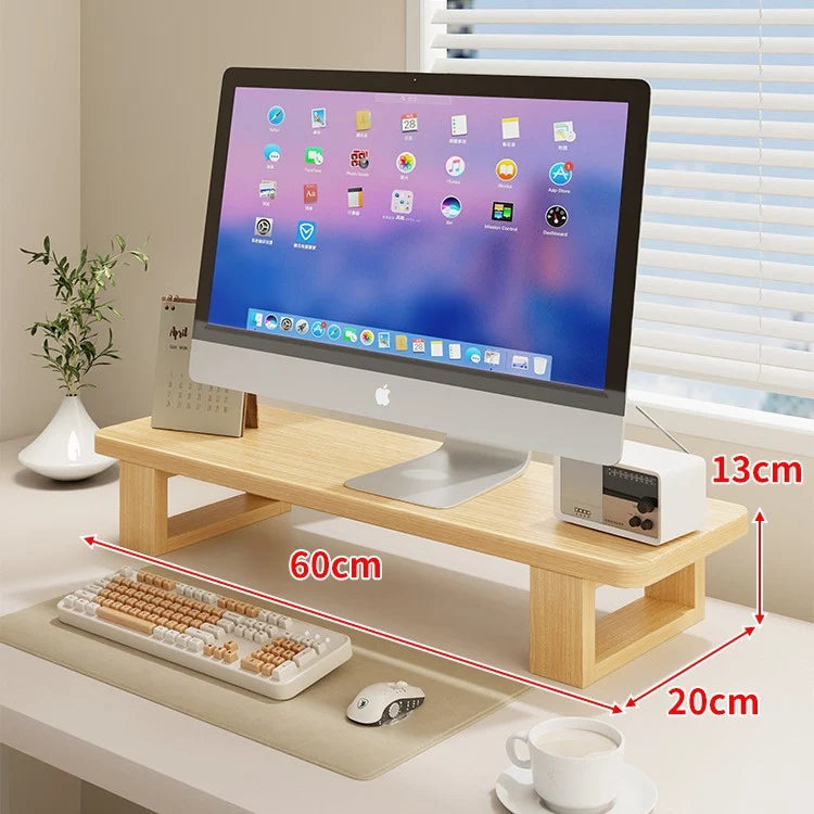 Wood Monitor Riser Under-Shelf Storage Cable Management