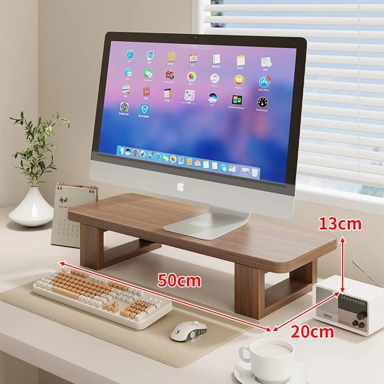 Wood Monitor Riser Under-Shelf Storage Cable Management
