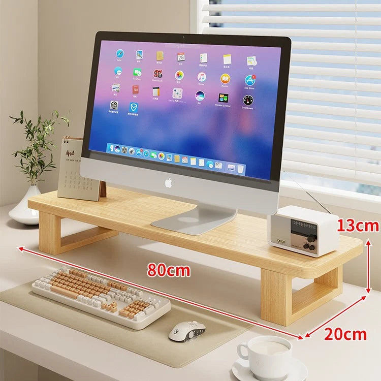 Wood Monitor Riser Under-Shelf Storage Cable Management