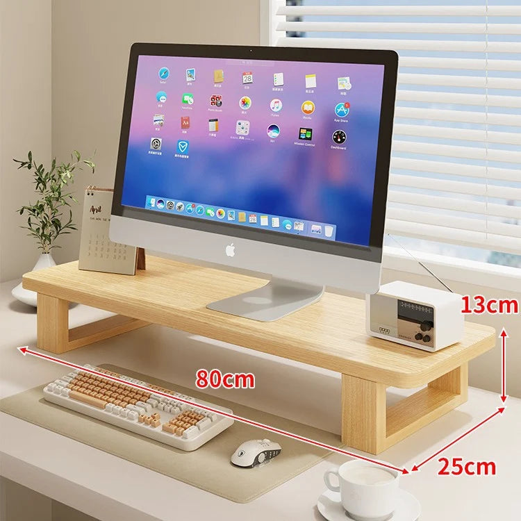 Wood Monitor Riser Under-Shelf Storage Cable Management