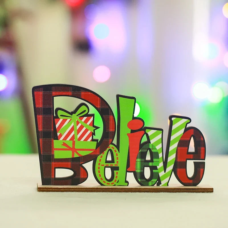 Wood Sign Noel Tabletop Santa & Gift Motifs