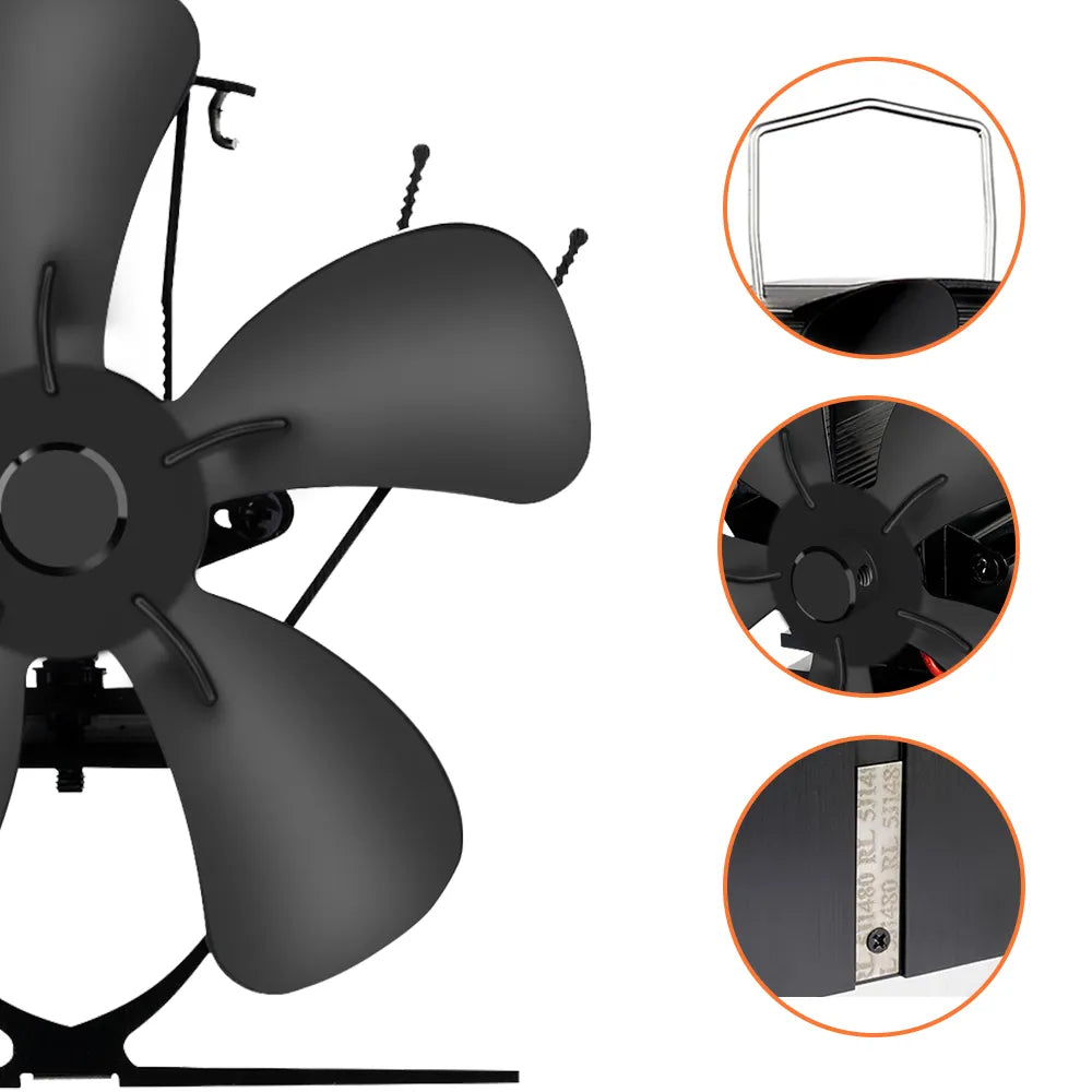 Wood Stove Fan Heat-Powered Quiet Operation
