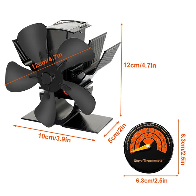 Wood Stove Fan Heat-Powered Quiet Operation