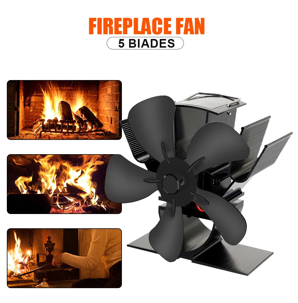 Wood Stove Fan Heat-Powered Quiet Operation