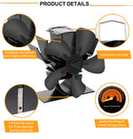 Wood Stove Fan Heat-Powered Quiet Operation